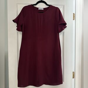 EUC Burgundy Ces Femme Flutter Sleeve
